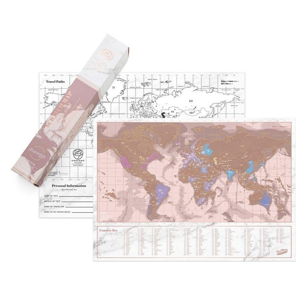 Scratch Map - Rose Gold Travel Edition